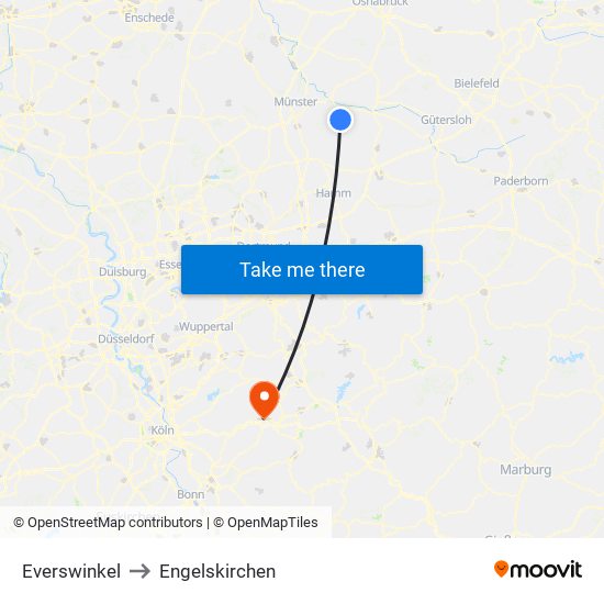 Everswinkel to Engelskirchen map