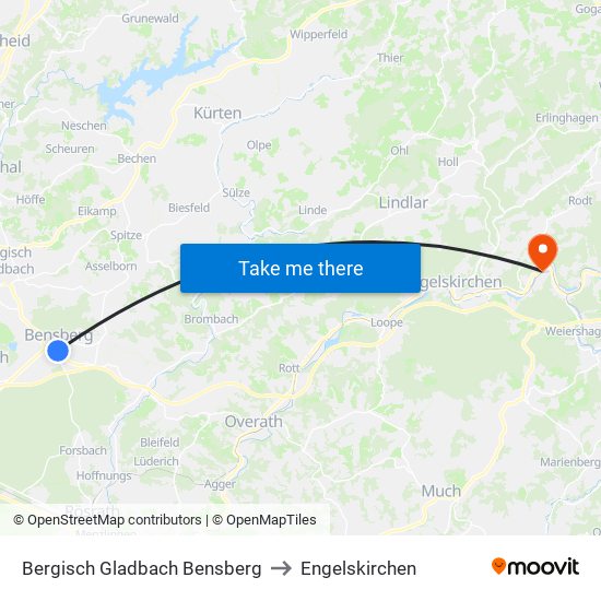 Bergisch Gladbach Bensberg to Engelskirchen map