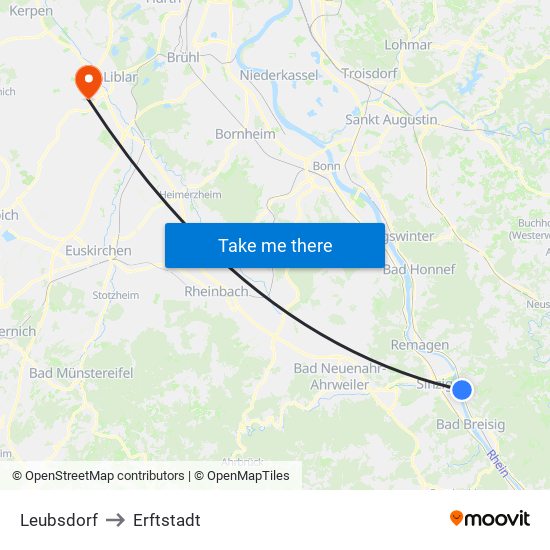 Leubsdorf to Erftstadt map