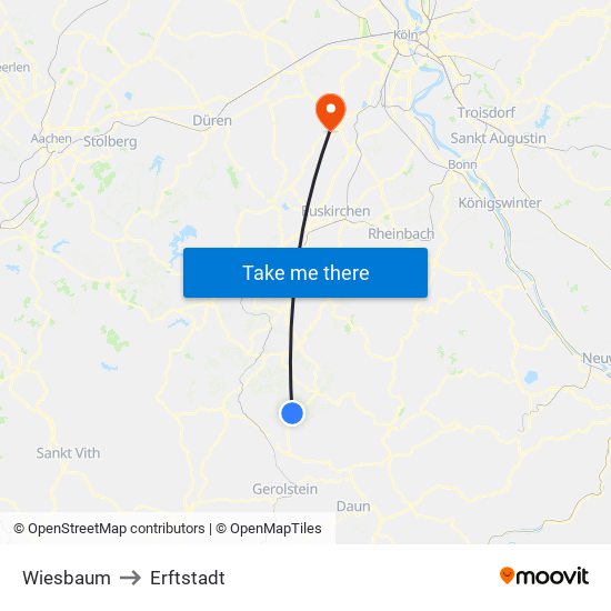 Wiesbaum to Erftstadt map