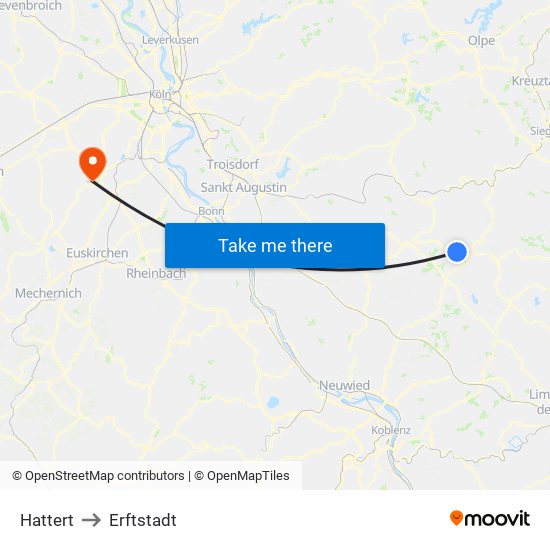 Hattert to Erftstadt map