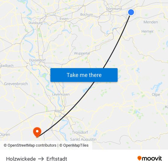 Holzwickede to Erftstadt map