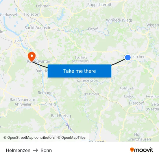 Helmenzen to Bonn map