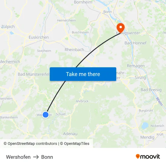 Wershofen to Bonn map