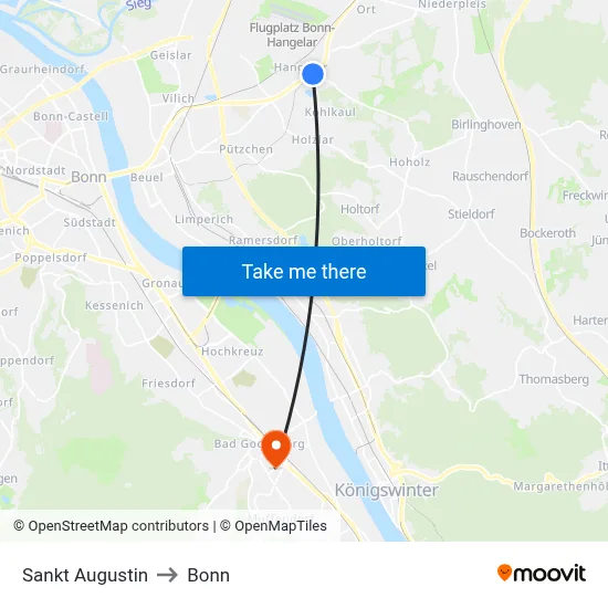 Sankt Augustin to Bonn map