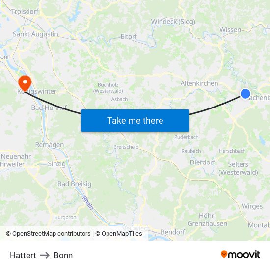 Hattert to Bonn map