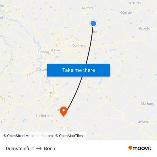 Drensteinfurt to Bonn map