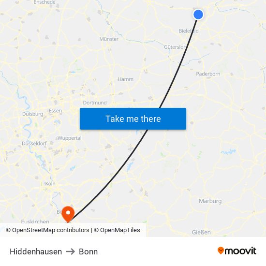 Hiddenhausen to Bonn map