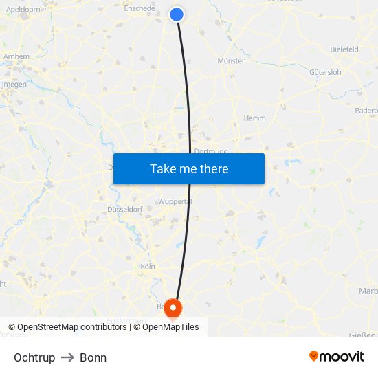 Ochtrup to Bonn map