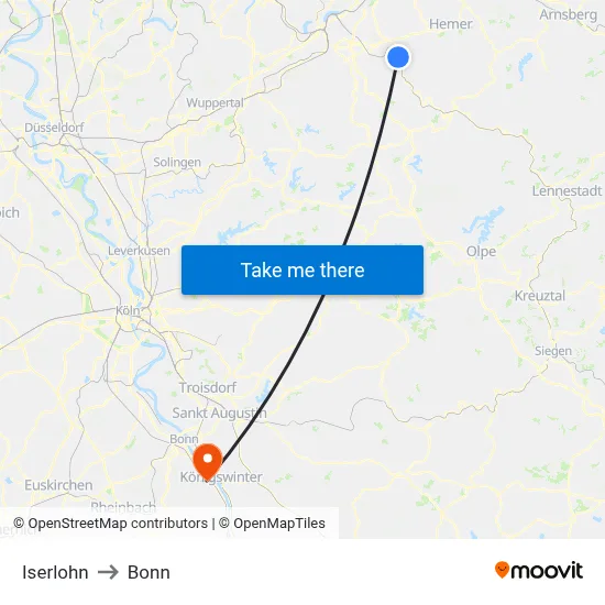 Iserlohn to Bonn map