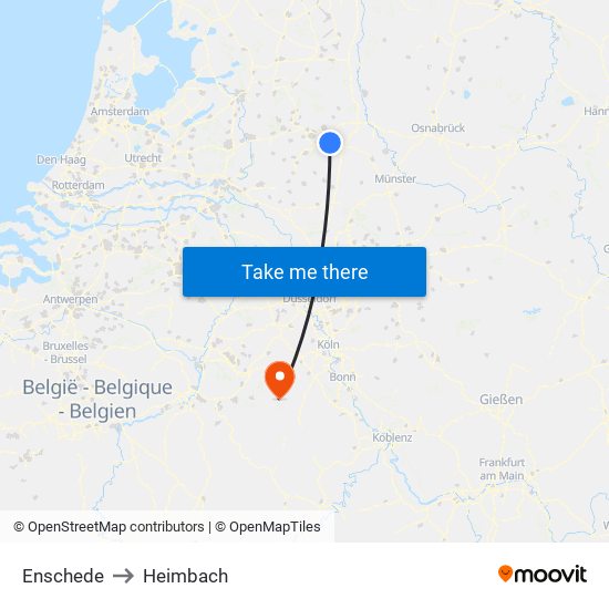 Enschede to Heimbach map