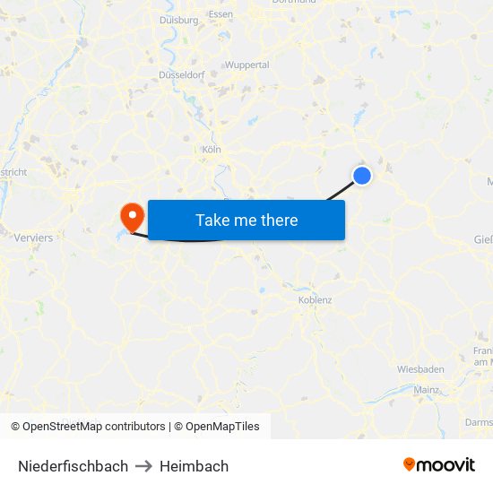 Niederfischbach to Heimbach map