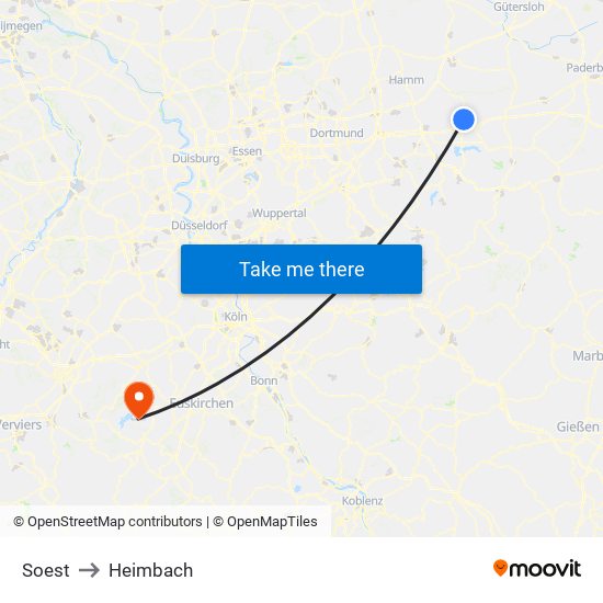 Soest to Heimbach map