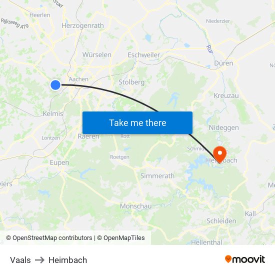 Vaals to Heimbach map