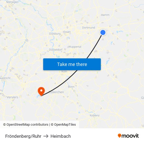 Fröndenberg/Ruhr to Heimbach map