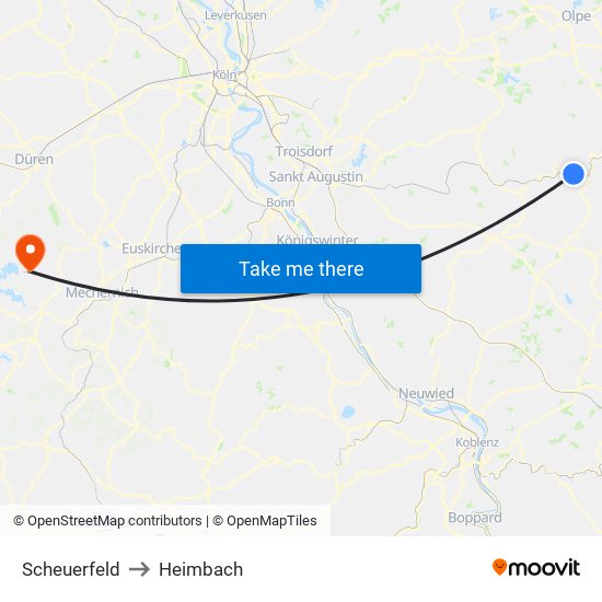 Scheuerfeld to Heimbach map