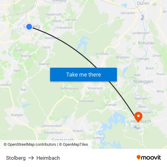 Stolberg to Heimbach map