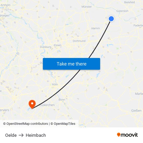 Oelde to Heimbach map