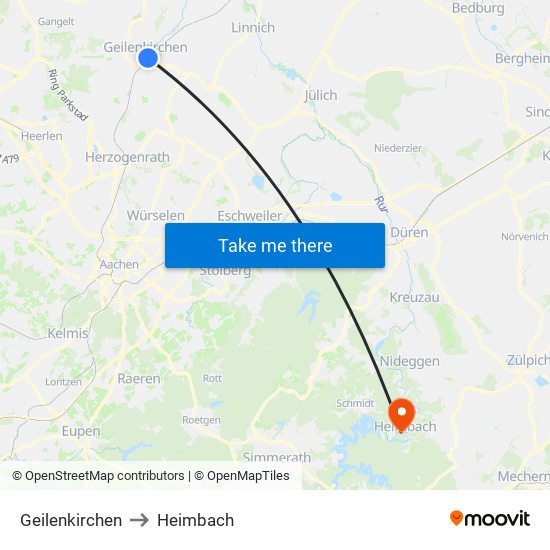 Geilenkirchen to Heimbach map