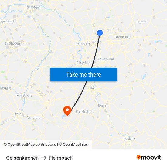 Gelsenkirchen to Heimbach map