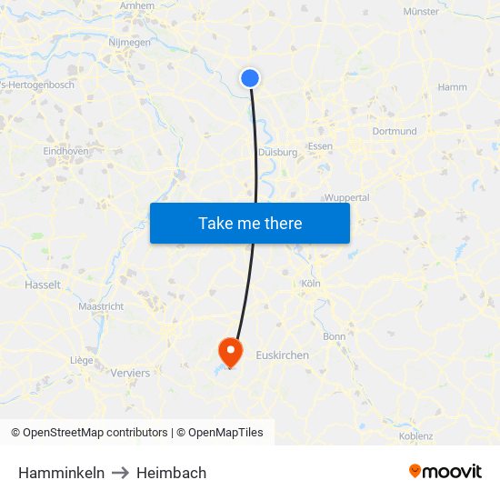 Hamminkeln to Heimbach map