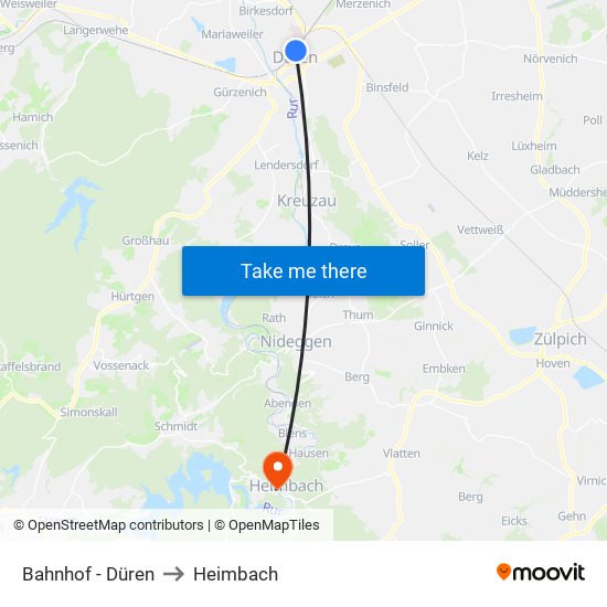 Bahnhof - Düren to Heimbach map