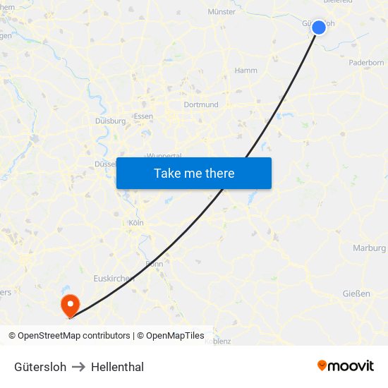 Gütersloh to Hellenthal map