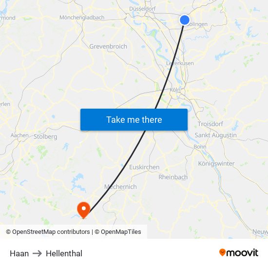 Haan to Hellenthal map