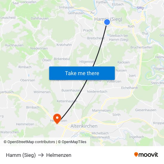 Hamm (Sieg) to Helmenzen map