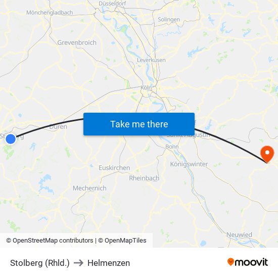 Stolberg (Rhld.) to Helmenzen map