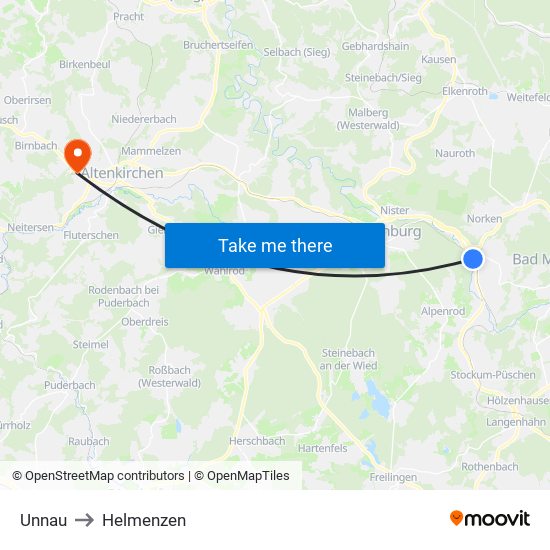 Unnau to Helmenzen map