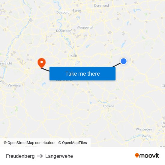 Freudenberg to Langerwehe map
