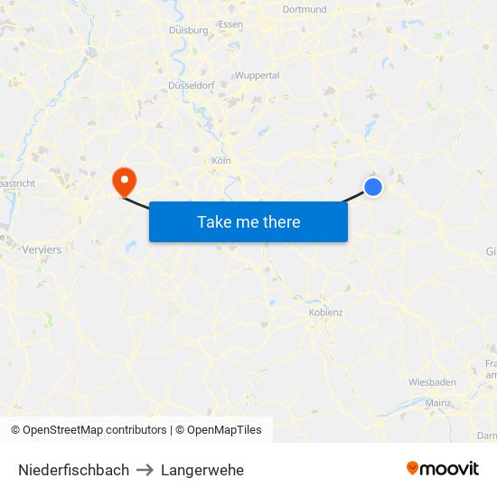 Niederfischbach to Langerwehe map
