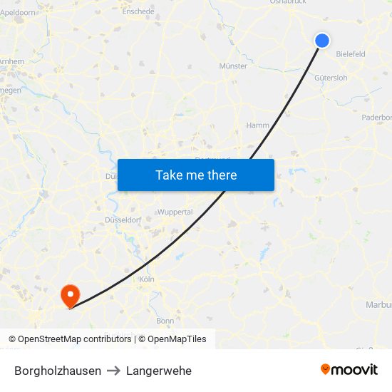 Borgholzhausen to Langerwehe map