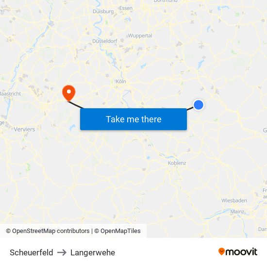 Scheuerfeld to Langerwehe map