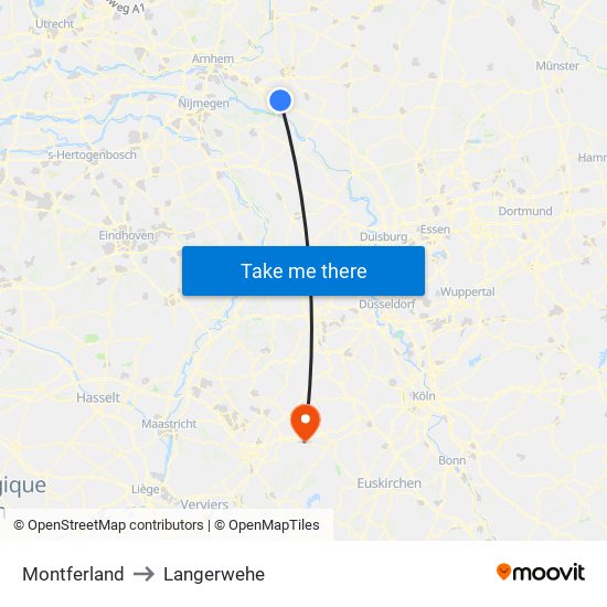 Montferland to Langerwehe map