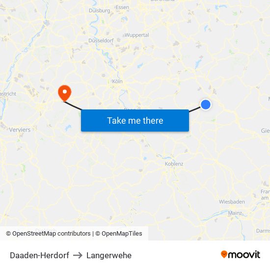 Daaden-Herdorf to Langerwehe map