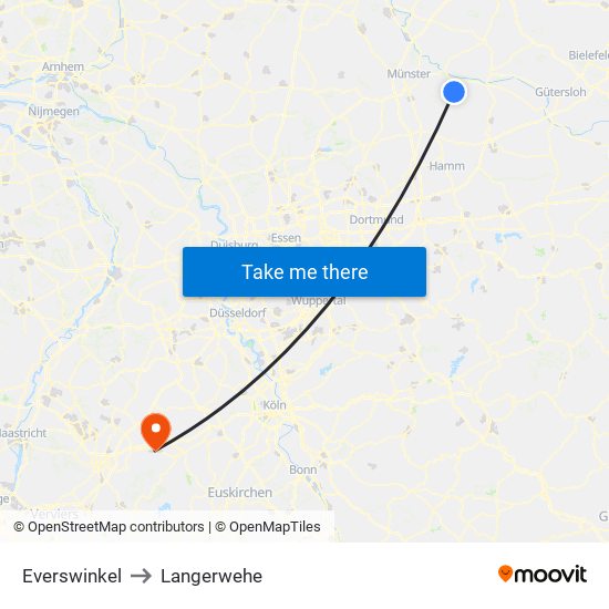 Everswinkel to Langerwehe map