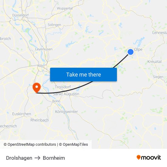 Drolshagen to Bornheim map