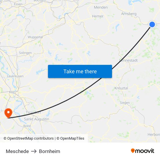 Meschede to Bornheim map