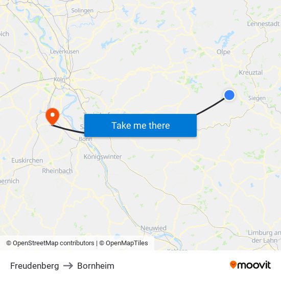 Freudenberg to Bornheim map