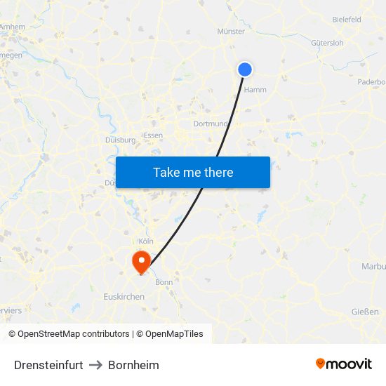 Drensteinfurt to Bornheim map