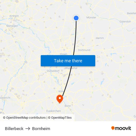 Billerbeck to Bornheim map