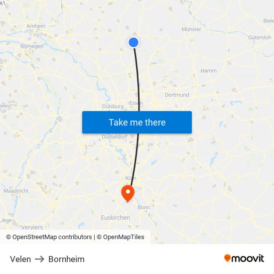 Velen to Bornheim map