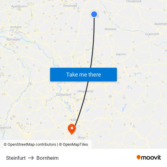 Steinfurt to Bornheim map