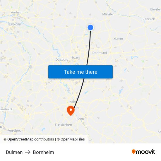 Dülmen to Bornheim map