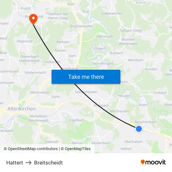 Hattert to Breitscheidt map