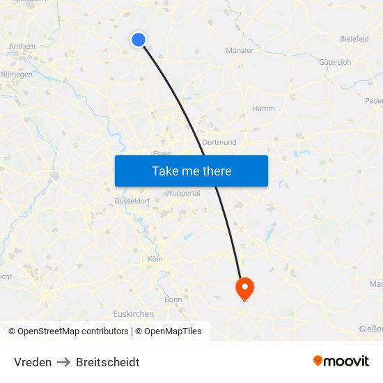 Vreden to Breitscheidt map