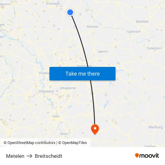 Metelen to Breitscheidt map