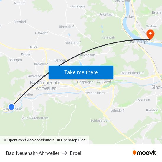 Bad Neuenahr-Ahrweiler to Erpel map